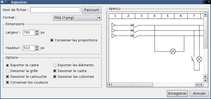 Interface d'export vers une image de QET